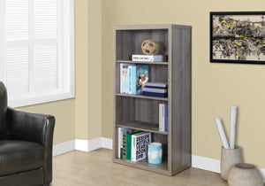 Homeroots 48" Dark Taupe Wood Bookcase Dark Taupe  333358