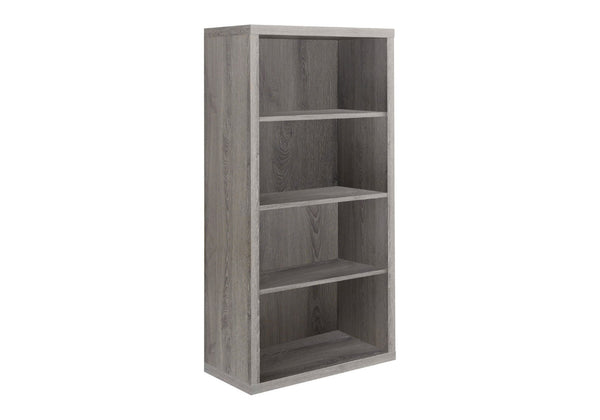 HomeRoots White Wood Four-Tier Bookcase - Stylish, Space-Saving Shelving for Modern Homes and Offices Dark Taupe 333358