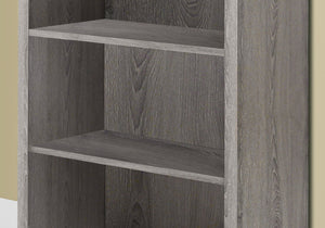 HomeRoots White Wood Four-Tier Bookcase - Stylish, Space-Saving Shelving for Modern Homes and Offices Dark Taupe 333358