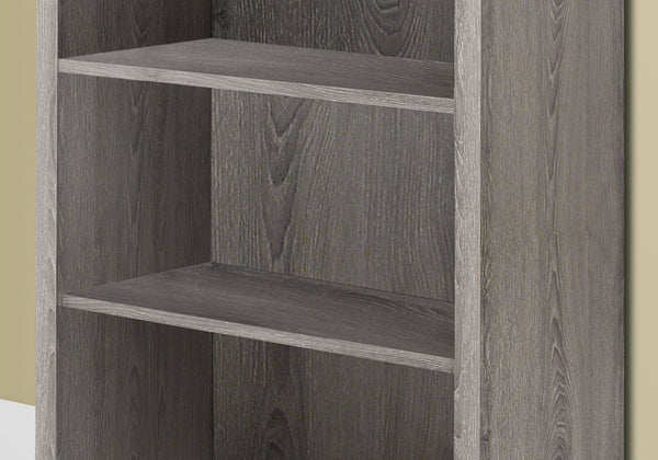 HomeRoots White Wood Four-Tier Bookcase - Stylish, Space-Saving Shelving for Modern Homes and Offices Dark Taupe 333358