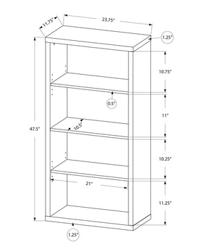 Homeroots 48" Dark Taupe Wood Bookcase Dark Taupe  333358