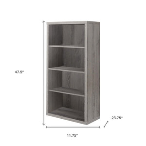 HomeRoots White Wood Four-Tier Bookcase - Stylish, Space-Saving Shelving for Modern Homes and Offices Dark Taupe 333358