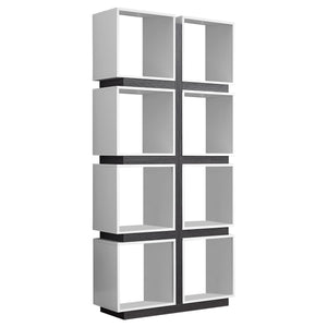 Homeroots 71" White Wood Eight Tier Cube Bookcase White,Grey  333364