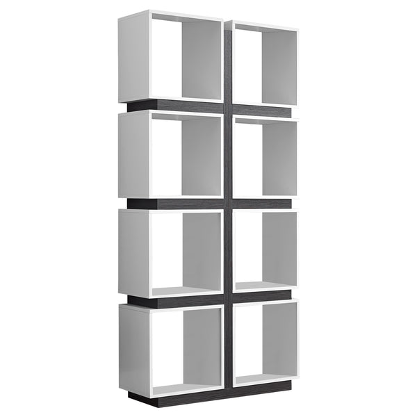 Homeroots 71" White Wood Eight Tier Cube Bookcase White,Grey  333364