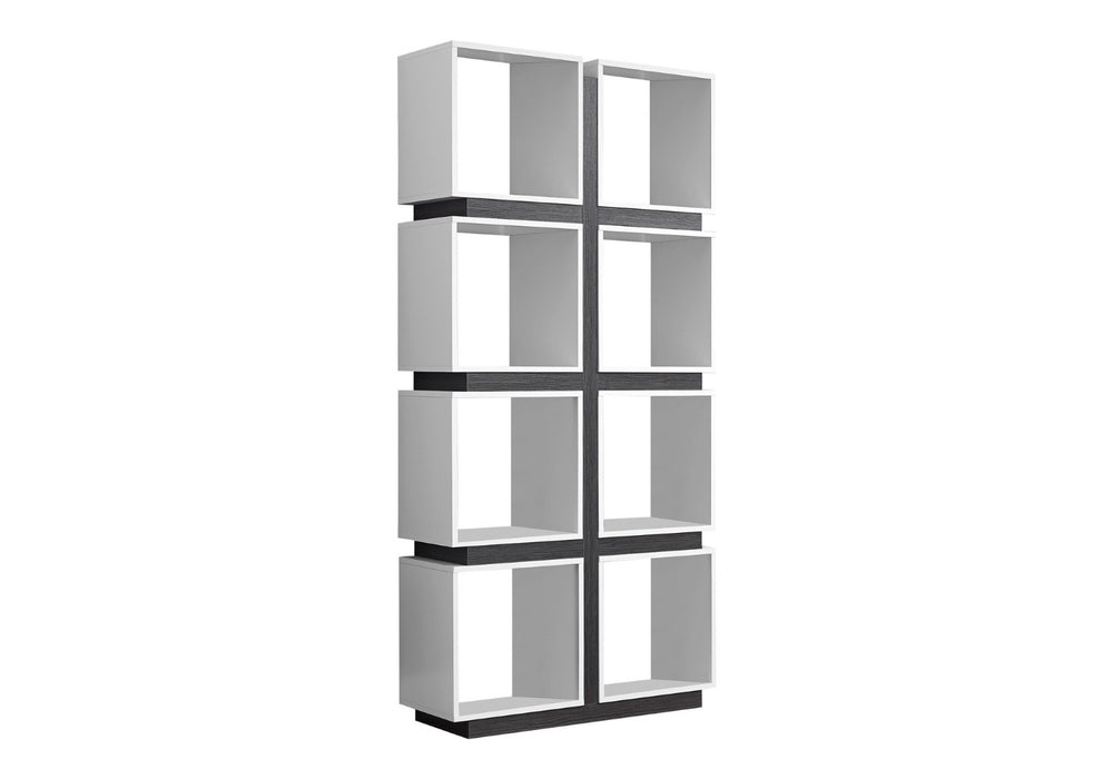 HomeRoots 71" Modern Eight-Tier Cube Bookcase for Stylish Organization in Living Rooms, Offices, and Hallways White,Grey 333364