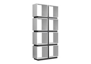 HomeRoots 71" Modern Eight-Tier Cube Bookcase for Stylish Organization in Living Rooms, Offices, and Hallways White,Grey 333364