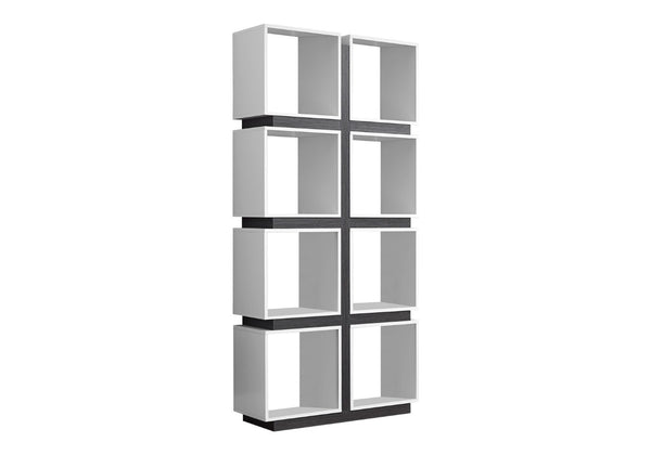 HomeRoots 71" Modern Eight-Tier Cube Bookcase for Stylish Organization in Living Rooms, Offices, and Hallways White,Grey 333364