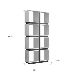 Homeroots 71" White Wood Eight Tier Cube Bookcase White,Grey  333364