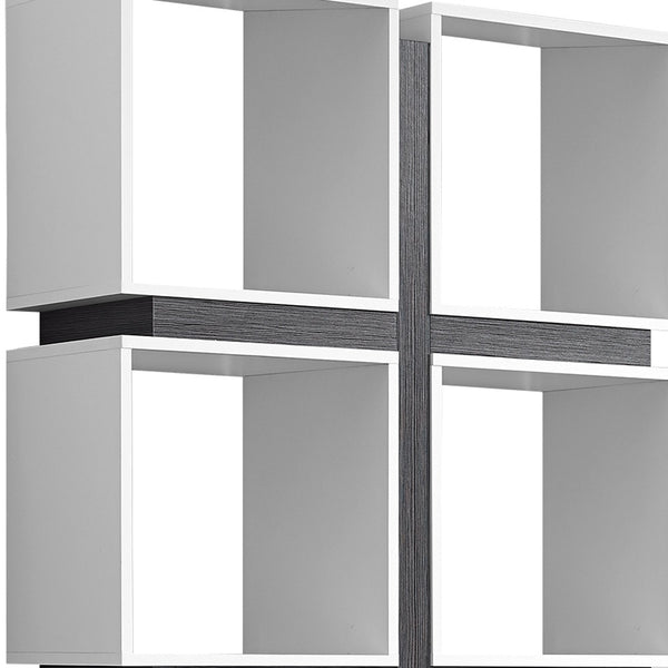 Homeroots 71" White Wood Eight Tier Cube Bookcase White,Grey  333364