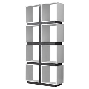 Homeroots 71" White Wood Eight Tier Cube Bookcase White,Grey  333364