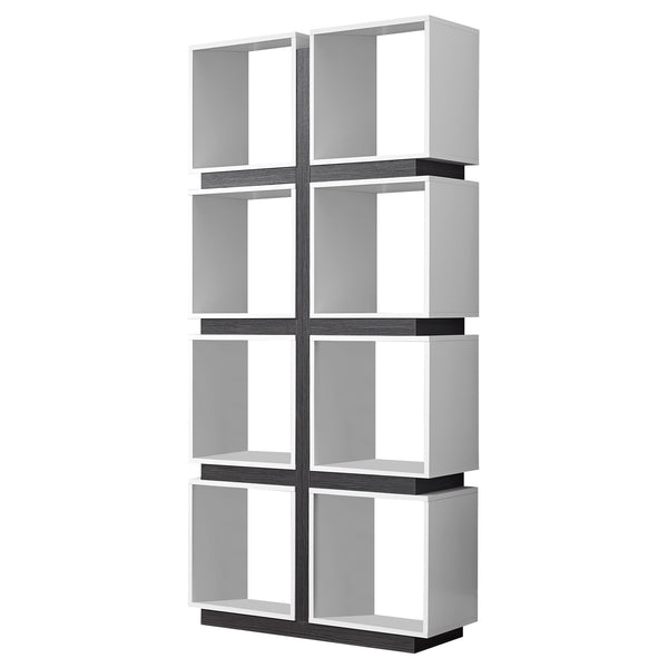 Homeroots 71" White Wood Eight Tier Cube Bookcase White,Grey  333364