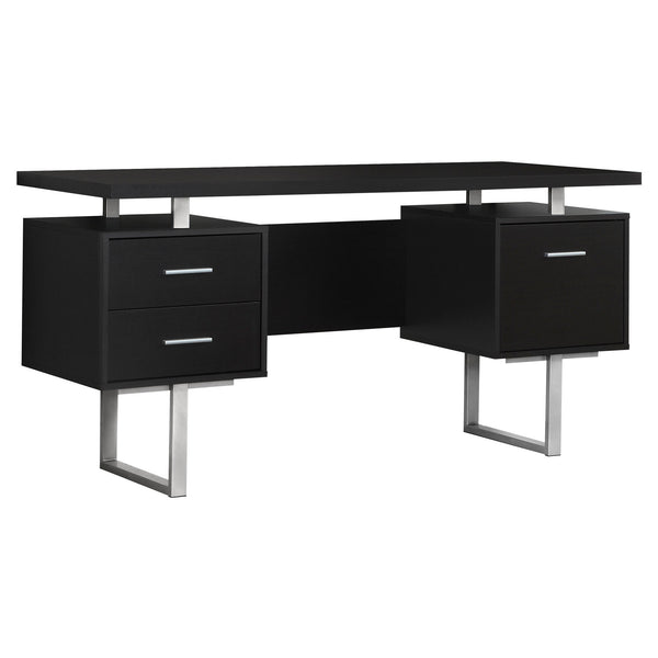 Homeroots 24" Black And Silver Computer Desk With Three Drawers Cappuccino,Silver  333366