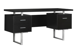 HomeRoots 24" Modern Computer Desk with Three Drawers for Organized Workspaces and Sleek Professional Style Cappuccino,Silver 333366