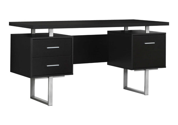 HomeRoots 24" Modern Computer Desk with Three Drawers for Organized Workspaces and Sleek Professional Style Cappuccino,Silver 333366