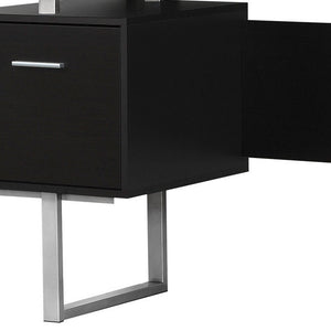 Homeroots 24" Black And Silver Computer Desk With Three Drawers Cappuccino,Silver  333366
