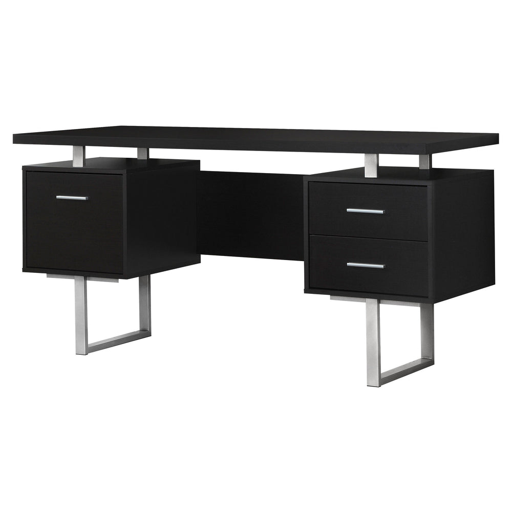 Homeroots 24" Black And Silver Computer Desk With Three Drawers Cappuccino,Silver  333366