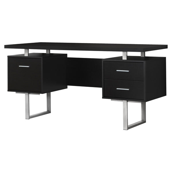 Homeroots 24" Black And Silver Computer Desk With Three Drawers Cappuccino,Silver  333366