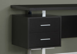 HomeRoots 24" Modern Computer Desk with Three Drawers for Organized Workspaces and Sleek Professional Style Cappuccino,Silver 333366