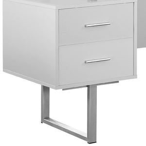 Homeroots 24" White And Silver Computer Desk With Three Drawers White,Silver  333367