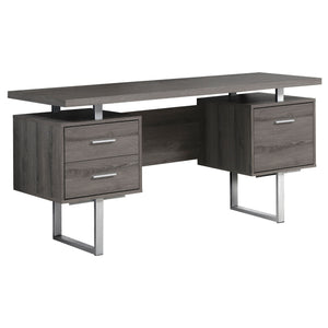 Homeroots 24" Taupe And Silver Computer Desk With Three Drawers Dark Taupe,Silver  333368