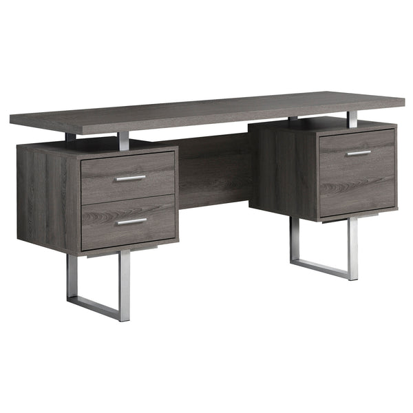 Homeroots 24" Taupe And Silver Computer Desk With Three Drawers Dark Taupe,Silver  333368