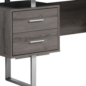 Homeroots 24" Taupe And Silver Computer Desk With Three Drawers Dark Taupe,Silver  333368