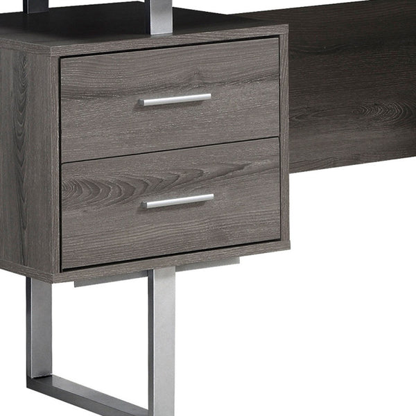 Homeroots 24" Taupe And Silver Computer Desk With Three Drawers Dark Taupe,Silver  333368