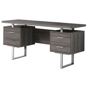 Homeroots 24" Taupe And Silver Computer Desk With Three Drawers Dark Taupe,Silver  333368