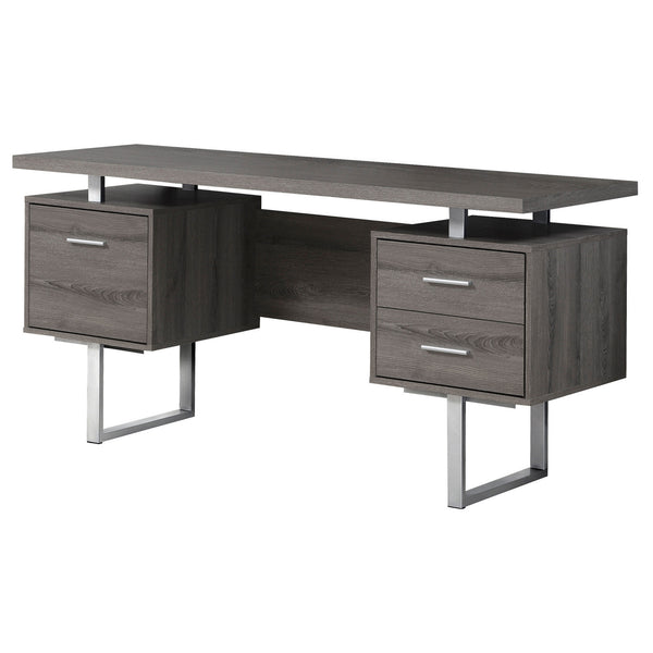 Homeroots 24" Taupe And Silver Computer Desk With Three Drawers Dark Taupe,Silver  333368