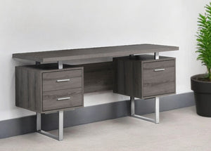 Homeroots 24" Taupe And Silver Computer Desk With Three Drawers Dark Taupe,Silver  333368