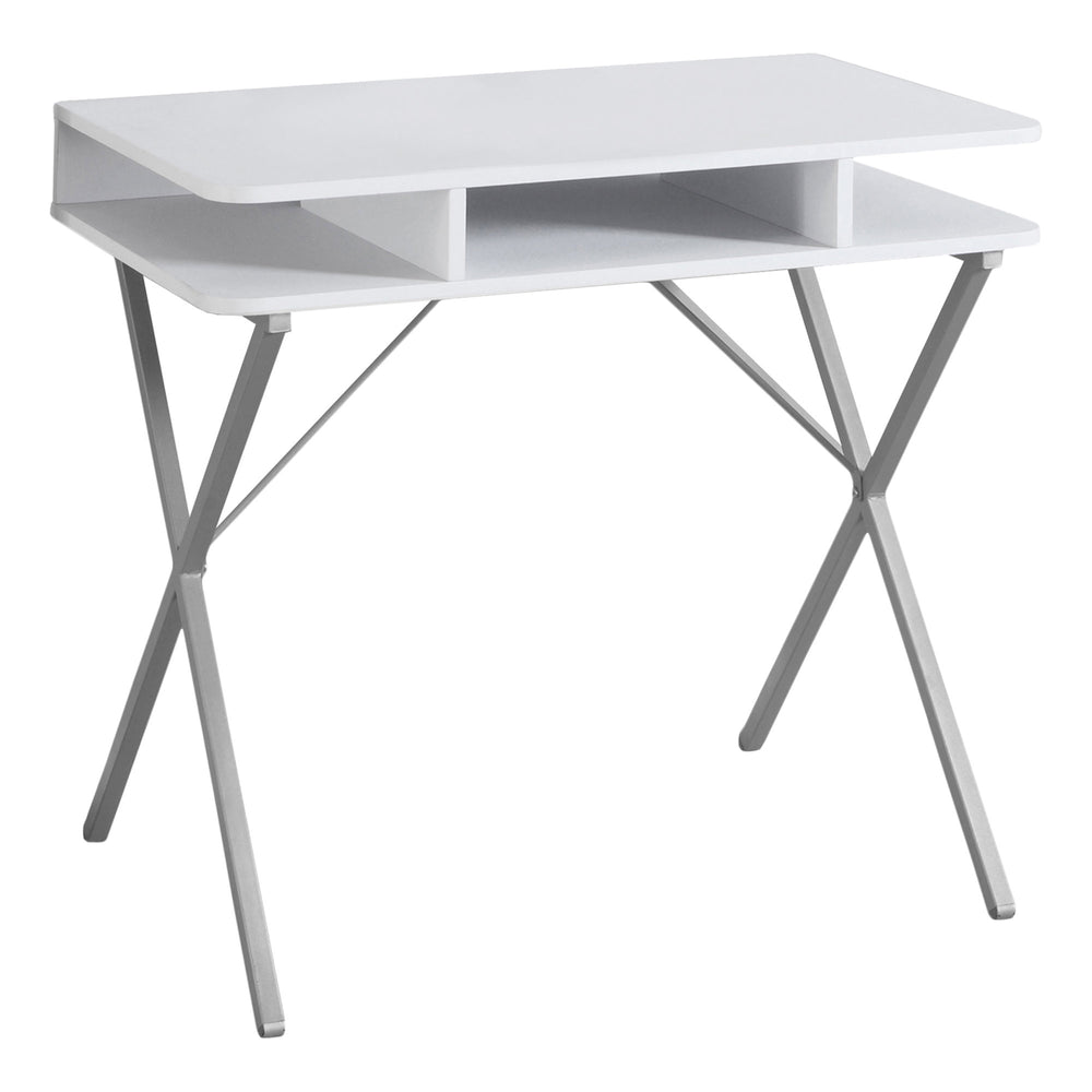 Homeroots 20" White And Silver Computer Desk   333371
