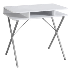 Homeroots 20" White And Silver Computer Desk   333371