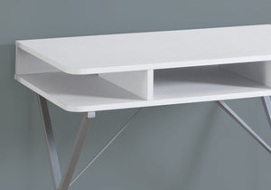 HomeRoots 20" Modern White and Silver Computer Desk - Stylish, Durable Workspace Solution for Home or Office 333371