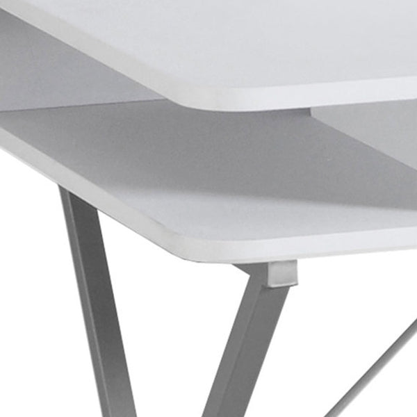 Homeroots 20" White And Silver Computer Desk   333371