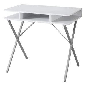 Homeroots 20" White And Silver Computer Desk   333371