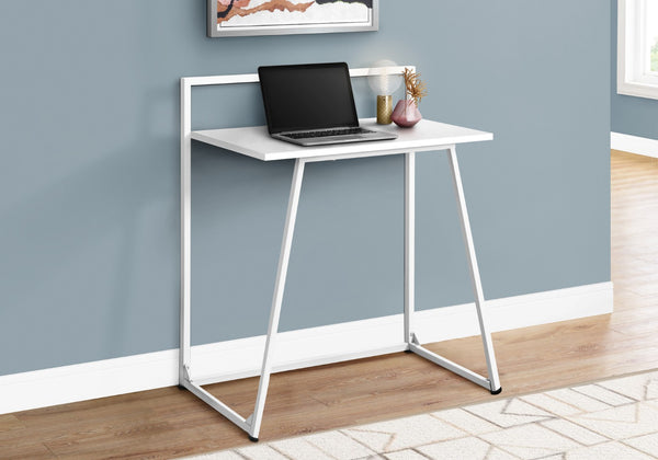 HomeRoots 18" White and Gray Computer Desk - Modern Minimalist Design for Stylish Home Office Workspace Upgrade 333374