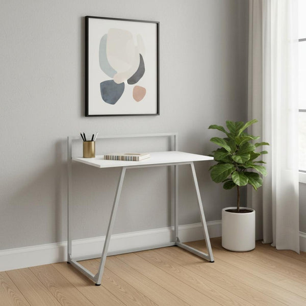HomeRoots 18" White and Gray Computer Desk - Modern Minimalist Design for Stylish Home Office Workspace Upgrade 333374