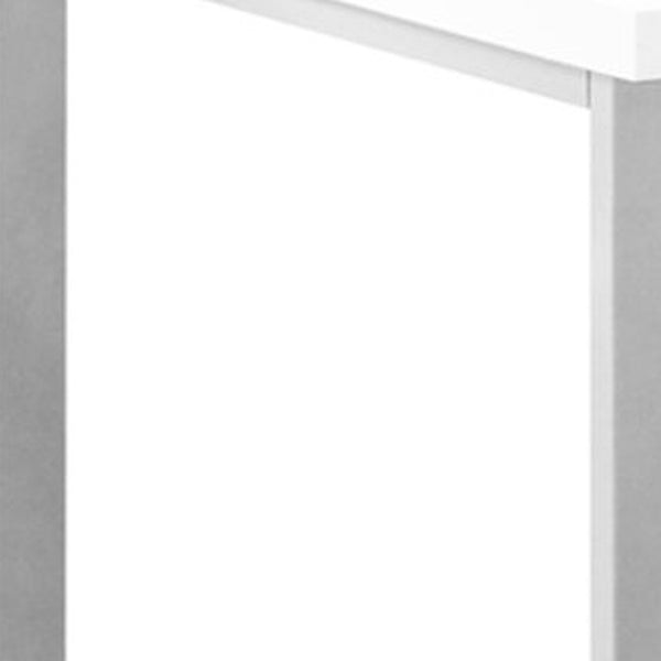 HomeRoots 47" Modern L-Shaped Computer Desk with Three Drawers for a Stylish and Organized Workspace Solution White,Silver 333378