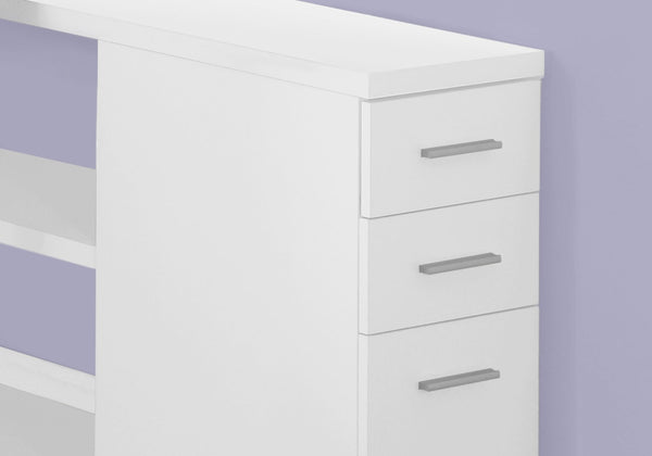 HomeRoots 47" Modern L-Shaped Computer Desk with Three Drawers for a Stylish and Organized Workspace Solution White,Silver 333378