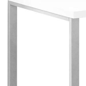 HomeRoots 47" Modern L-Shaped Computer Desk with Three Drawers for a Stylish and Organized Workspace Solution White,Silver 333378