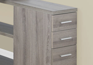HomeRoots 47" Modern L-Shaped Computer Desk with Three Drawers for a Stylish and Organized Workspace Solution Dark Taupe,Silver 333379