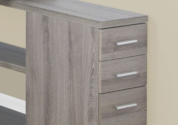 HomeRoots 47" Modern L-Shaped Computer Desk with Three Drawers for a Stylish and Organized Workspace Solution Dark Taupe,Silver 333379
