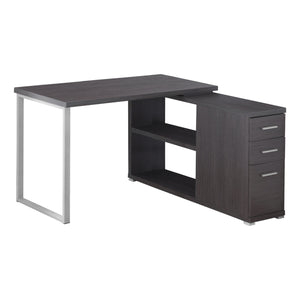 Homeroots 47" Gray And Silver L Shape Computer Desk With Three Drawers Grey,Silver  333380