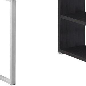 HomeRoots 47" Modern L-Shaped Computer Desk with Three Drawers for a Stylish and Organized Workspace Solution Grey,Silver 333380