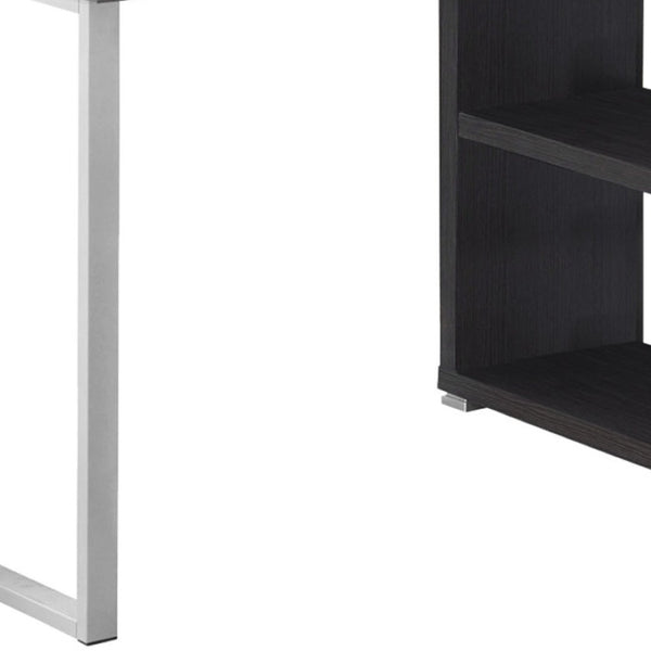 HomeRoots 47" Modern L-Shaped Computer Desk with Three Drawers for a Stylish and Organized Workspace Solution Grey,Silver 333380