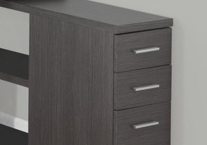 HomeRoots 47" Modern L-Shaped Computer Desk with Three Drawers for a Stylish and Organized Workspace Solution Grey,Silver 333380