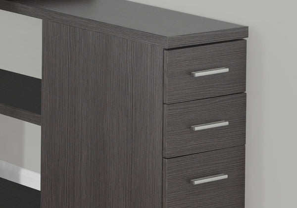 HomeRoots 47" Modern L-Shaped Computer Desk with Three Drawers for a Stylish and Organized Workspace Solution Grey,Silver 333380