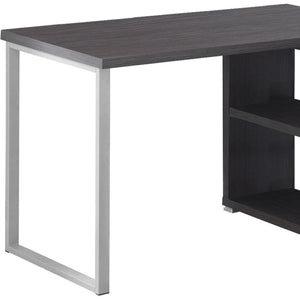 HomeRoots 47" Modern L-Shaped Computer Desk with Three Drawers for a Stylish and Organized Workspace Solution Grey,Silver 333380