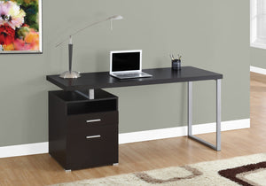 HomeRoots 24" Compact Computer Desk - Stylish Dark Brown Finish with Two Drawers for Organized Workspaces Cappuccino,Silver 333383