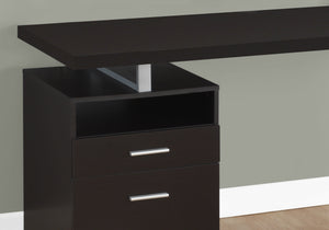 Homeroots 24" Dark Brown And Silver Computer Desk With Two Drawers Cappuccino,Silver  333383